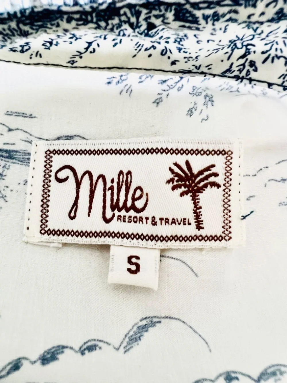 MILLE Victoria Ruffle Front Dress in Cream/Blue  Western Landscape Print - S - Picture 8 of 14